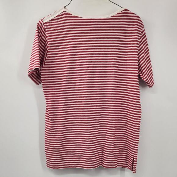 Lands' End Red and White Striped Short Sleeve Top Womens Size Medium M - Picture 2 of 3